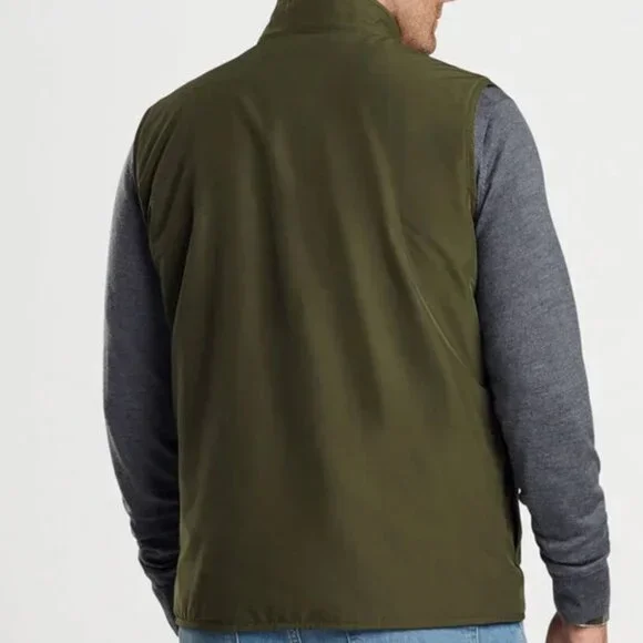 Peter Millar Dark Olive Brentwood Reversible Fleece Vest MF24Z26 NWOT Green Gray